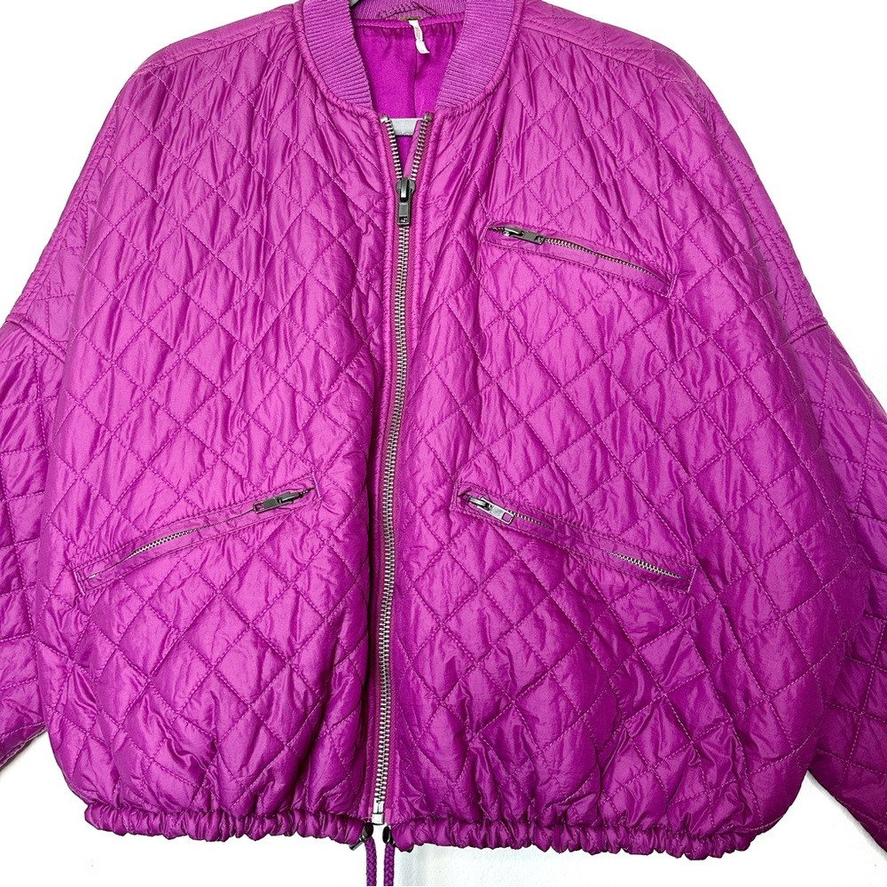 Free People Quilted Puffer Bomber Jacket in Violet Purple - Picture 5 of 7